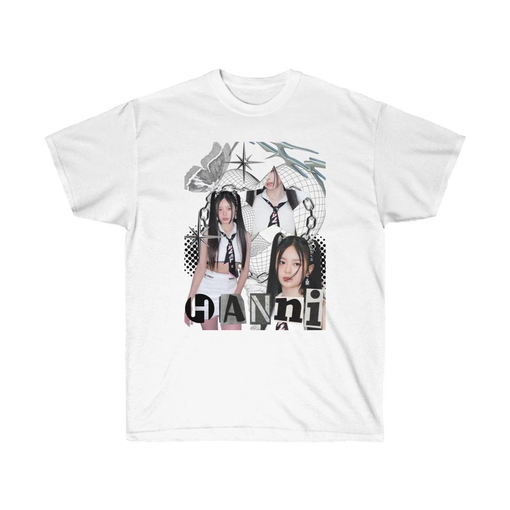 แฟชั่น ย้อนยุคเสื้อยืดโอเวอร์ไซส์ NWJEANS Hanni kpop | newjeans kpop สินค้า | newjeans hyerin \ newj