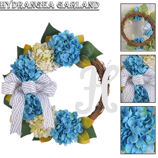 Hydrangea Wreath for Front Door Bow Artificial Hanging Wreath for Wall Wedding