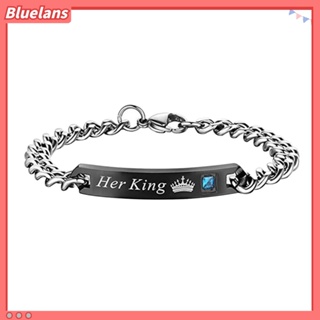 Bluelans His Queen Her King Crown สายรัดข้อมือ สร้อยข้อมือ กําไลข้อมือ เครื่องประดับ สําหรับคู่รัก ของขวัญ