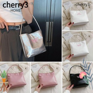 Cherry3 กระเป๋าถือ ทรงบักเก็ต หนัง PU ขนาดใหญ่ จุของได้เยอะ สีพื้น แฟชั่นฤดูร้อน สําหรับสตรี