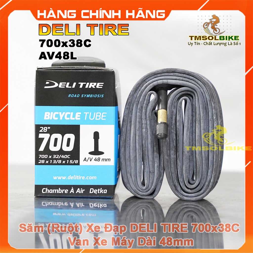 ยางในจักรยาน 700x38C AV48mm DELI ยาง ยางในจักรยาน 700x38C AV48mm วาล์วรถจักรยานยนต์, วาล์วอเมริกัน, 