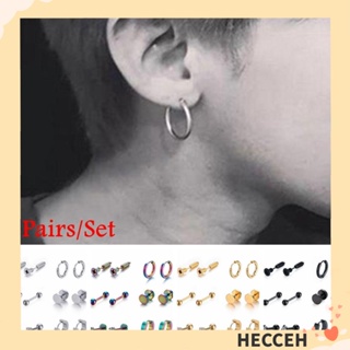 Hecceh 6 คู่ / เซต ต่างหู ชุดกระดูกอ่อน โกธิค ลิกซ์ บาร์เบล บาร์ เจาะ สเตนเลส สีดํา ดัมเบล สตั๊ด