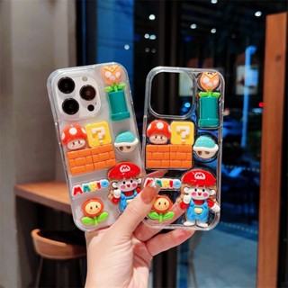 ใหม่ เคสโทรศัพท์มือถือแบบใส กันกระแทก ลายการ์ตูนซูเปอร์มาริโอ้น่ารัก สําหรับ Iphone 14 13 12 Pro Max 11