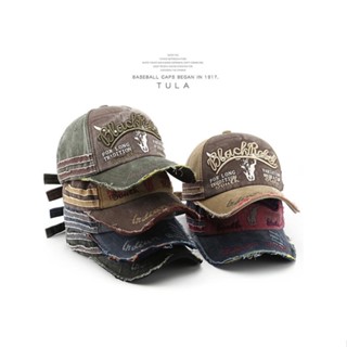 หมวกเบสบอล ผ้ายีน ปักลายตัวอักษร สไตล์อเมริกันวินเทจ