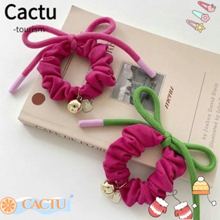 Cactu ยางรัดผมหางม้าสูง ยืดหยุ่นสูง สีชมพู ยางรัดผม ผ้าฝ้าย ใช้ซ้ําได้ ฤดูร้อน