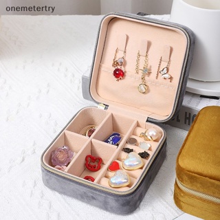 Onem กล่องกํามะหยี่ ทรงสี่เหลี่ยม มีซิป แบบพกพา สําหรับใส่เครื่องประดับ แหวน ต่างหู