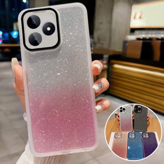 เคสโทรศัพท์ซิลิโคน TPU แบบนิ่ม กันกระแทก ป้องกันเลนส์กล้อง แต่งกลิตเตอร์ ไล่โทนสี สําหรับ Realme C53 C55 C35 C33 C30 Narzo 50i 50A Prime 4G 2023 2022