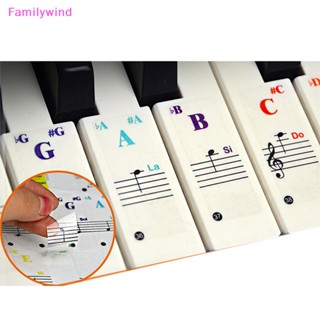 Familywind&gt; สติกเกอร์เปียโน สีโปร่งใส เต็มชุด สําหรับเด็ก