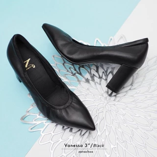 Zenachoo Vanessa3 สูง 3 นิ้ว หน้าเท้ากว้างเพิ่ม 1 ไซส์ หนังแกะแท้ เปลี่ยนไซส์ได้ ไม่รับคืนทรงปกติ หัวแหลม