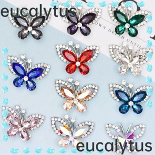 Eucalytus1 เครื่องประดับเพชร รูปผีเสื้อ แฮนด์เมด หลากสี สําหรับทําเครื่องประดับ รองเท้า รูโทรศัพท์ 10 ชิ้น