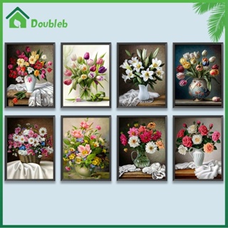 【Doub X ✮】ภาพวาดปักเพชร ทรงกลม ลายช่อดอกไม้ 5D DIY สําหรับตกแต่งบ้าน ✮