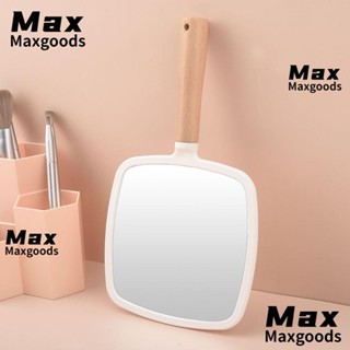 Maxg กระจกแต่งหน้า แบบมือถือ ไม้ อเนกประสงค์ แบบพกพา สีขาว สําหรับบ้าน