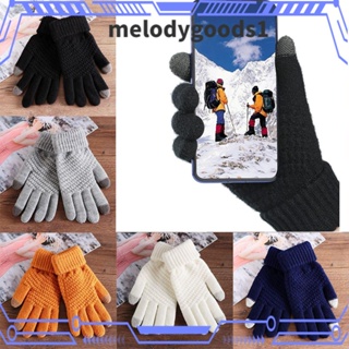 Melodygoods1 ถุงมือผ้าขนสัตว์ แบบหนา ให้ความอบอุ่น หน้าจอสัมผัส สําหรับผู้หญิง