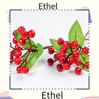 Ethel1 เบอรี่ประดิษฐ์ สีแดง พร็อพตกแต่งคริสต์มาส DIY