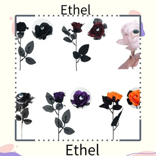 Ethel1 ดอกกุหลาบประดิษฐ์ ผ้าไหม พร้อมลูกตา พร็อพถ่ายรูป สําหรับปาร์ตี้ฮาโลวีน 5 ชิ้น