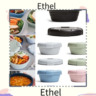 Ethel1 กล่องเบนโตะ ทรงสี่เหลี่ยมผืนผ้า พับได้ เข้าไมโครเวฟได้ สําหรับนักเรียน สํานักงาน คนงาน ภาชนะบรรจุอาหาร