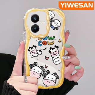 เคสโทรศัพท์มือถือ ซิลิกาเจล ใส กันกระแทก ลายการ์ตูนวัว สําหรับ VIVO Y22 Y22s