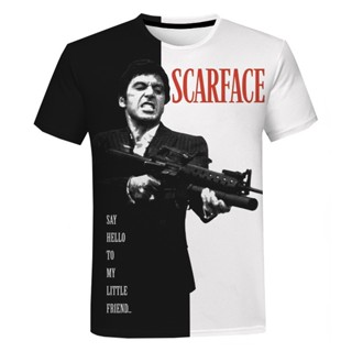 ใหม่ เสื้อยืดลําลอง แขนสั้น คอกลม พิมพ์ลาย Scarface Movie Tony Montana 3D โอเวอร์ไซซ์ แฟชั่นสําหรับผู้ชาย และผู้หญิง