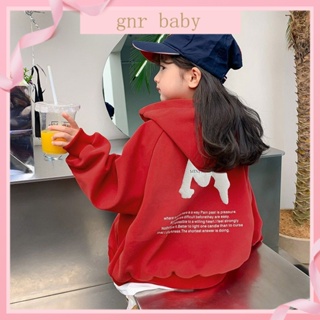 🍓GNR BABY🫐เสื้อแจ็กเก็ตเบสบอลลําลอง มีฮู้ด ทรงหลวม สไตล์เกาหลี สําหรับเด็กผู้หญิง อายุ 3-12 ปี