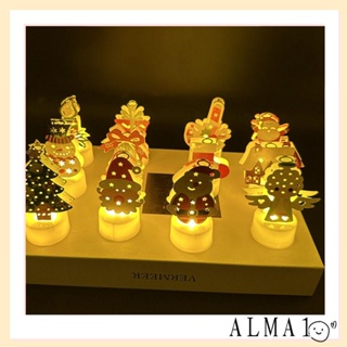 Alma โคมไฟ LED รูปซานตาคลอส สโนว์แมน คริสต์มาส 2 ชิ้น