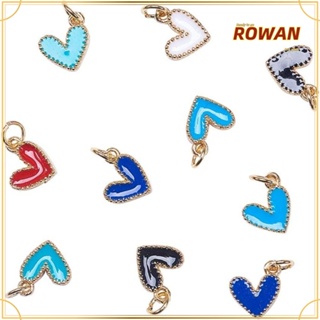 Rowans จี้รูปหัวใจ ทองเหลือง สีแดง สีฟ้า สีเขียว สีชมพู สุ่มสี สําหรับทําเครื่องประดับ สร้อยข้อมือ ต่างหู