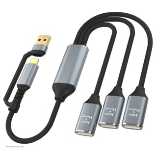 【seve*】อะแดปเตอร์สายเคเบิล Usb Type C ตัวผู้ เป็น USB 2 0 ตัวเมีย Type C เป็น 3 USB 2 0 พอร์ต