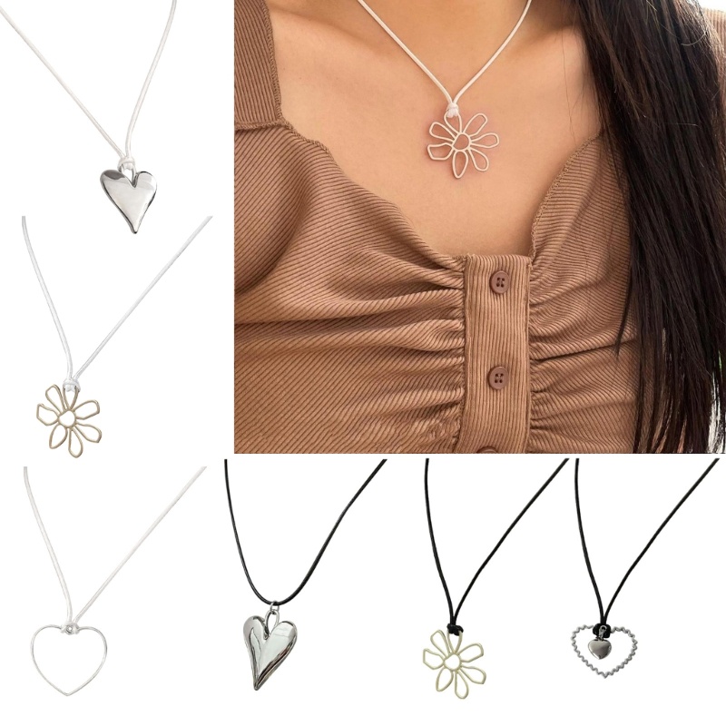 FL สร้อยคอจี้ดอกไม้ Y2K สร้อยคอเครื่องประดับทุกวันสําหรับผู้หญิงสาว