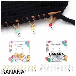 Banana1 อุปกรณ์มาร์กเกอร์ถักนิตติ้ง อะคริลิค สุ่มสี ตัวเลข 3.1 ซม. x 1.1 ซม. 0-9 DIY สําหรับทํางานฝีมือ 10 ชิ้น ต่อชุด