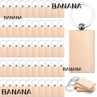 Banana1 พวงกุญแจไม้เปล่า ทรงสี่เหลี่ยมผืนผ้า สําหรับแกะสลัก DIY