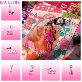 Back2life พวงกุญแจอะคริลิค จี้พู่ รูปตุ๊กตาบาร์บี้น่ารัก 90s Y2K สีชมพู สําหรับตกแต่งกระเป๋าเป้สะพายหลัง