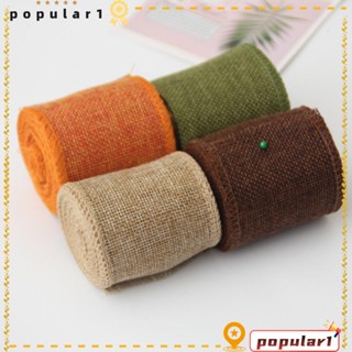 Popular ริบบิ้นผ้ากระสอบธรรมชาติ สีน้ําตาลส้ม สีเขียวธรรมชาติ ใช้ซ้ําได้ 2.4 นิ้ว x 2.74 หลา 8 ชิ้น