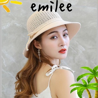 Emilee หมวกฟางปีกกว้าง ป้องกันแดด แฟชั่นฤดูร้อน สําหรับผู้หญิง