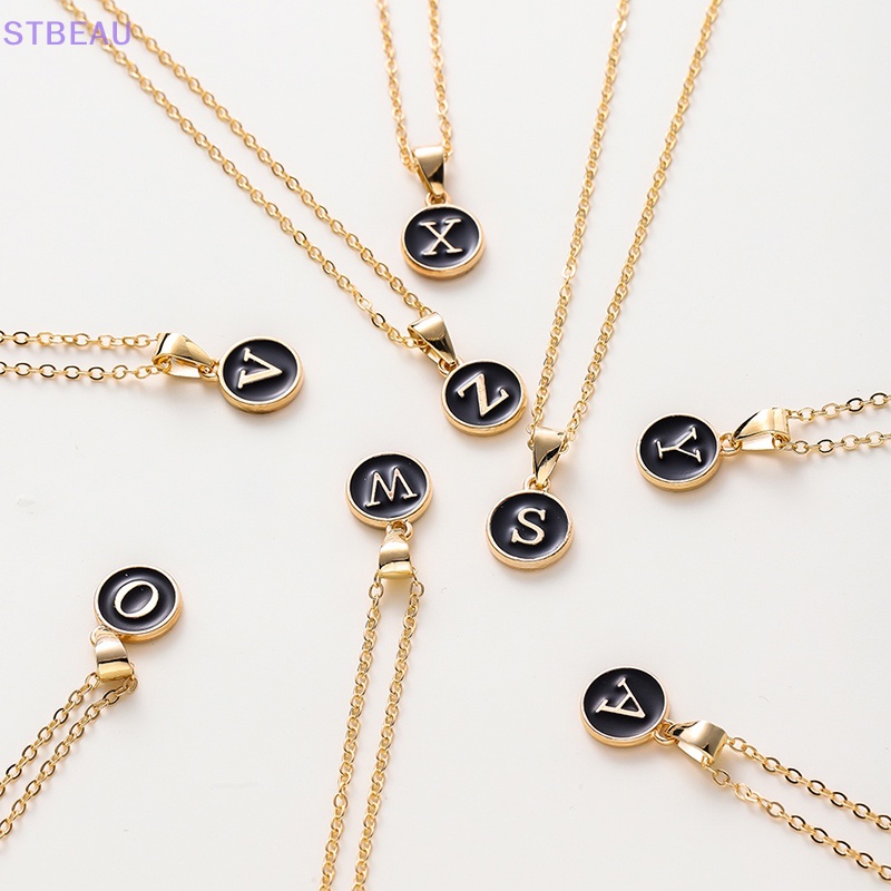 [cxSTBEAU] สร้อยคอโชคเกอร์ จี้ตัวอักษรภาษาอังกฤษ A-Z โลหะ สีดํา เครื่องประดับ สําหรับผู้หญิง ผู้ชาย 