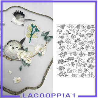 [Lacooppia1] กระดาษปักครอสสติตช์ ผ้าลินิน ละลายน้ําได้ ลายดอกไม้ สําหรับผู้เริ่มต้น