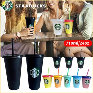 [LBE] 473ml/710ml Starbucks แก้วน้ำพลาสติกเปลี่ยนสีได้พร้อมฝาปิด