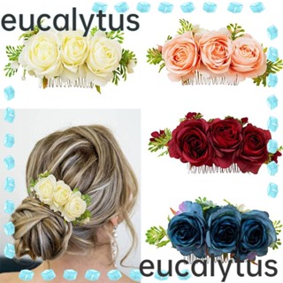 Eucalytus1 หวีผม ดอกไม้ ส่องแสง เครื่องประดับผมเจ้าสาว คริสตัล