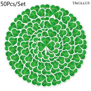 [T] ชุดใบโคลเวอร์ St. 50 ชิ้น/ชุด สติกเกอร์รูปลอก กันน้ํา ลาย Patricks Day สําหรับตกแต่งของเล่น