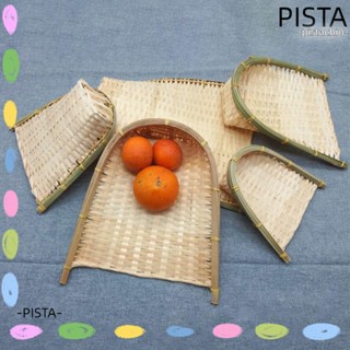 Pista ตะแกรงไม้ไผ่สาน แฮนด์เมด สําหรับเก็บผลไม้ ขนมปัง ในห้องครัว