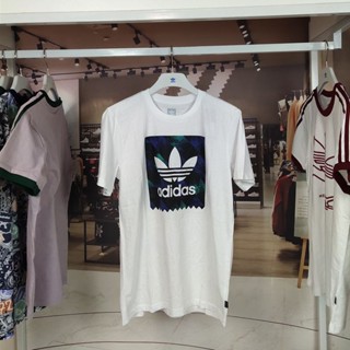 Adidas Originals เสื้อยืดลําลอง แขนสั้น พิมพ์ลายโลโก้ ทรงหลวม สําหรับผู้ชาย และผู้หญิง