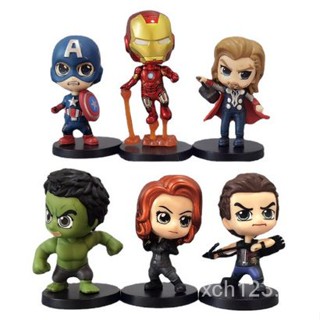 [พร้อมส่ง] ฟิกเกอร์ Avengers Iron Man Hulk Captain Thor 6 แบบ อุปกรณ์เสริม สําหรับตกแต่งเค้ก 7JSO