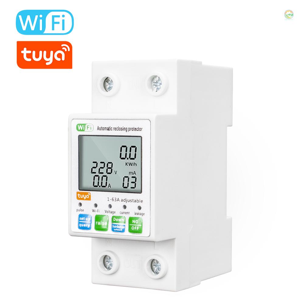 Tuya WiFi อัจฉริยะอัตโนมัติ Reclosing Protector Multifunctional Current Voltage Monitoring Meter จอแสดงผล LCD สวิทช ์ Power Meter Protections Values Settable