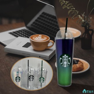 Starbucks Cup Straw16oz/24oz Double Layer Arch Cap Suction Cup Water Cup ถ้วยน้ำโรตารี่เหมาะสำหรับงานปาร์ตี้ TH1