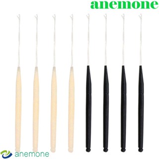 Anemone เข็มตะขอถักโครเชต์ พลาสติก สีดํา สีเบจ DIY สําหรับถักนิตติ้ง จัมโบ้ 5 ชิ้น ต่อชุด