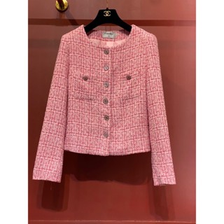 ♥ เช็คสินค้าก่อนสั่ง CHANEL TWEED JACKET เสื้อแจ็คเก็ต ผ้าทวิส ทวิต ชาแนล สีชมพู ชาแนล