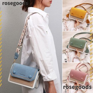 Rosegoods1 กระเป๋าสะพายไหล่ กระเป๋าถือ หนัง PU ทรงสี่เหลี่ยม สายคล้องกว้าง แบบพกพา สําหรับสตรี