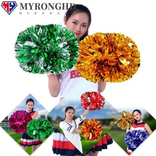 Myronghd Cheerleader Pom Poms ด้ามจับกลาง แฟนซี แบบรูคู่ สําหรับตกแต่งปาร์ตี้เต้นรํา