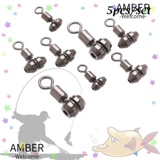 Amber 5 ชิ้น / ล็อต ตกปลา กลิ้ง หมุน เชื่อมต่อ จํานวนมาก สเตนเลส คุณภาพสูง แหวนแข็ง