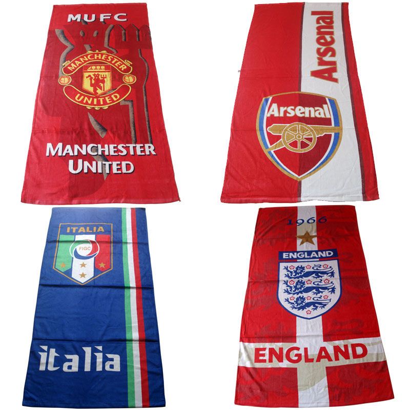 ผ้าขนหนูอาบน้ํา ผ้าฝ้ายแท้ แบบหนา ขนาดใหญ่ ลาย Manchester United Arsenal AC Milan Inter Italy C Luo 