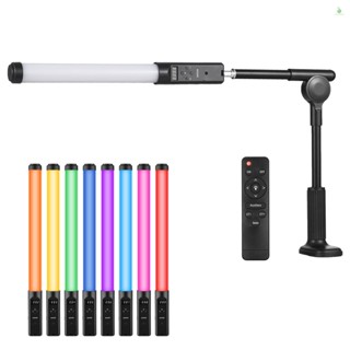 Phonelaptop หลอดไฟ RGB แบบมือถือ พร้อมคลิปหนีบโต๊ะ รีโมตคอนโทรล LED หรี่แสงได้ 3200K-5500K 9 สี แบตเตอรี่ในตัว สําหรับ Vlog