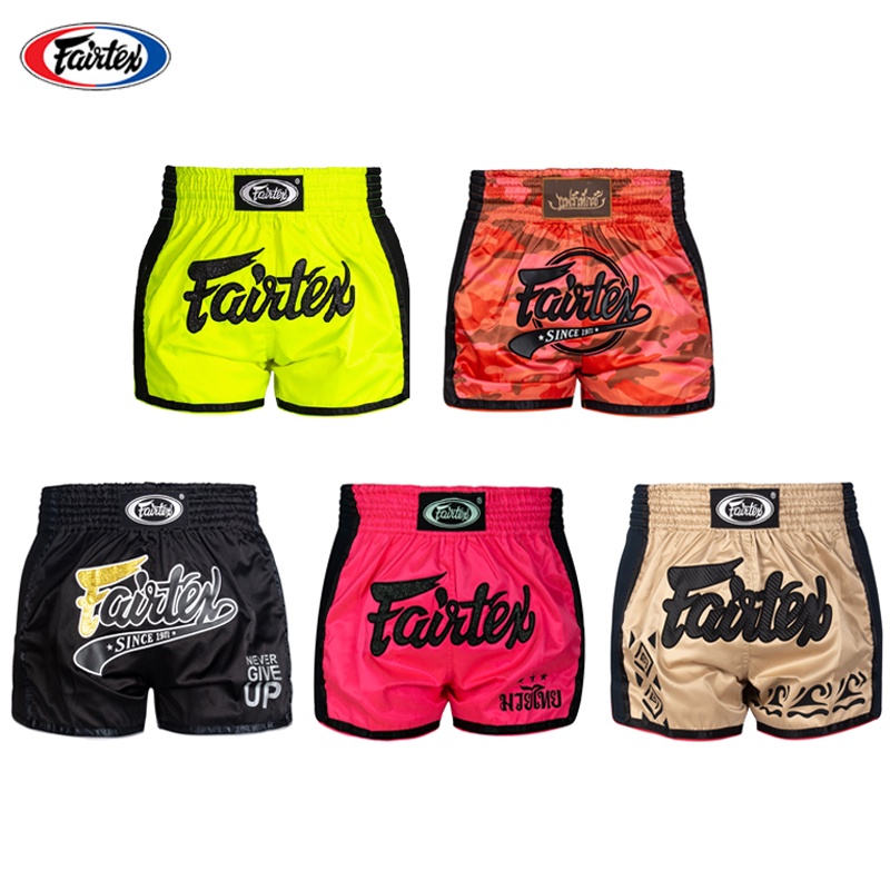 กางเกงชกมวยไทยนําเข้า Fairtex สําหรับผู้ชายและผู้หญิง ผู้ใหญ่ ต่อสู้ แข่งขัน ฝึกซ้อม กางเกงขาสั้น